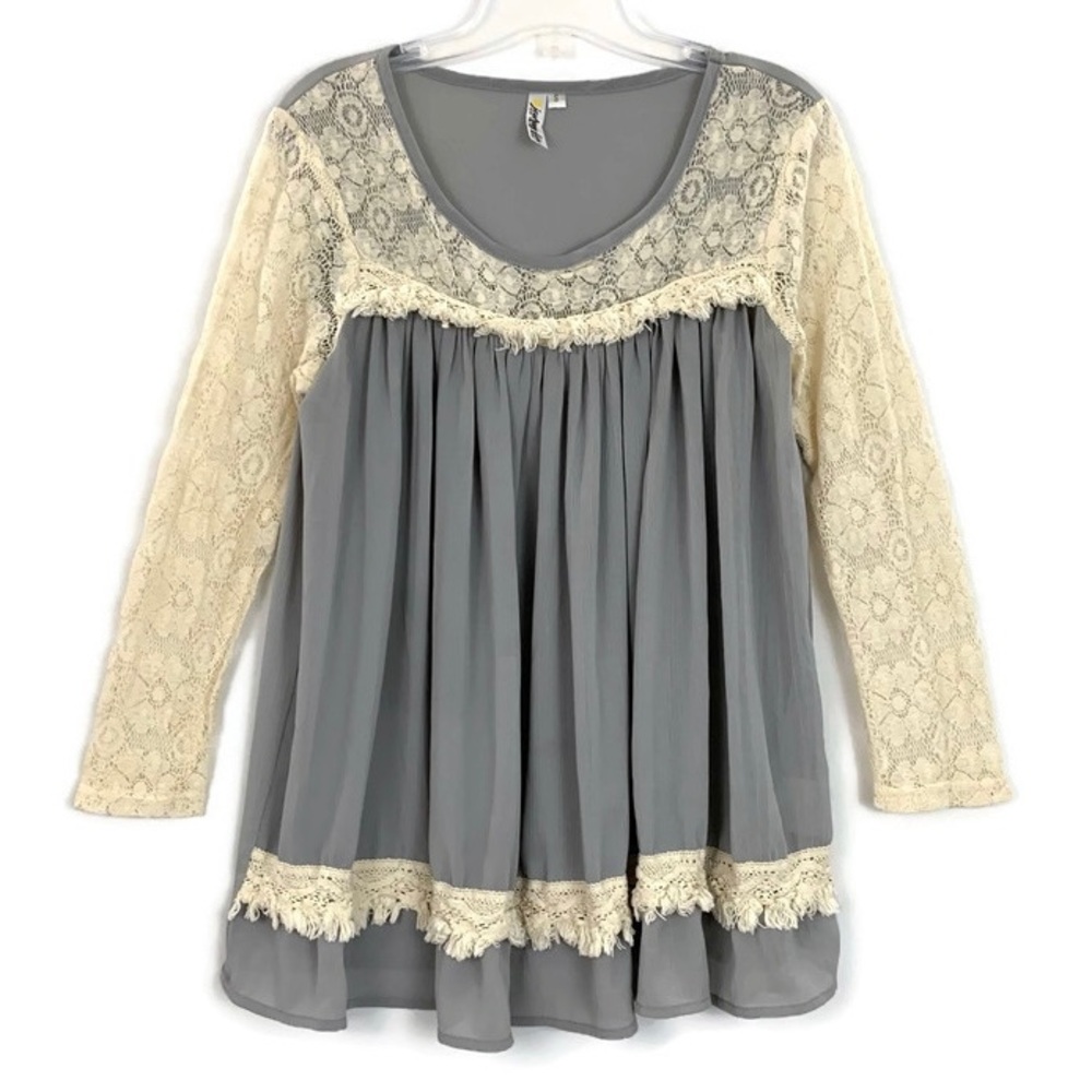 Journey Five laced ruffled boho blouse